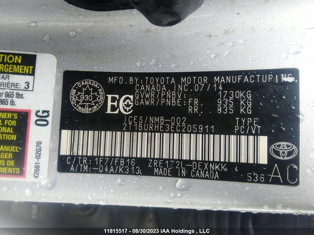 Toyota COROLLA CE/S/LE 2014 2T1BURHE3EC205911 Image 9