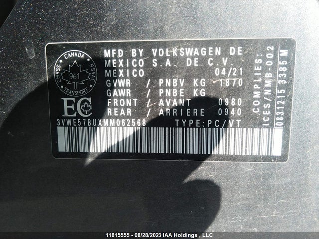 3VWE57BUXMM062568 Volkswagen Jetta Highline