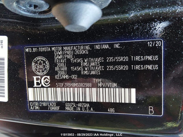 Toyota Highlander Limited 2021 5TDFZRBH8MS082988 Image 9