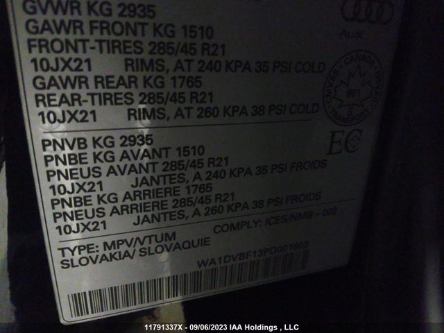 WA1DVBF13PD001803 Audi Q8 Progressiv