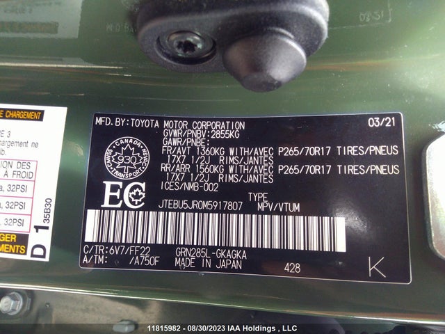 Toyota 4RUNNER 2021 JTEBU5JR0M5917807 Image 9