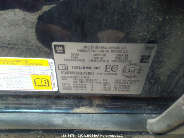 5GAKVBKD9HJ184013 Buick Enclave Leather
