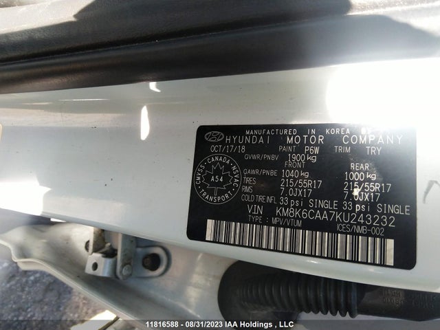 Hyundai Kona Luxury 2019 KM8K6CAA7KU243232 Image 9