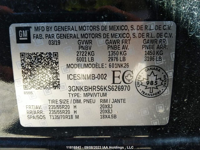 Chevrolet Blazer True North 2019 3GNKBHRS6KS626970 Image 9