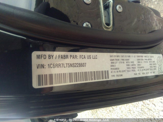 1C6RR7LT5NS228607 RAM 1500 Classic Slt