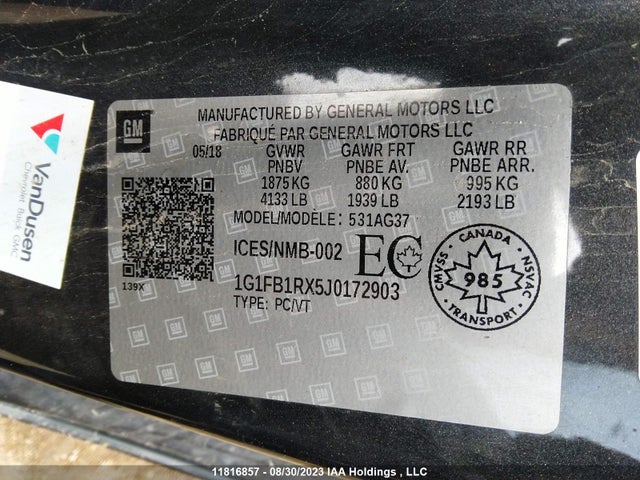Chevrolet Camaro 1lt 2018 1G1FB1RX5J0172903 Image 9