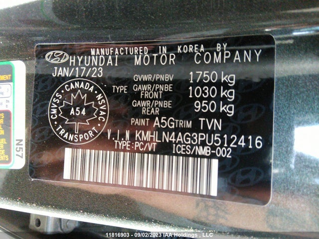 Hyundai Elantra Luxury 2023 KMHLN4AG3PU512416 Image 9