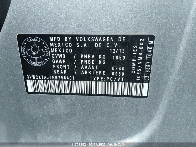 3VW2K7AJ6EM258401 Volkswagen JETTA S