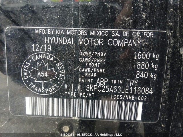 Hyundai Accent Preferred 2020 3KPC25A63LE116084 Image 9