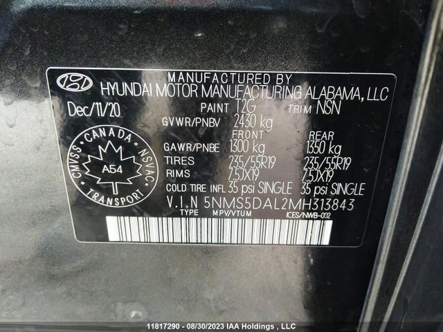 Hyundai Santa Fe Ultimate Calligraphy 2021 5NMS5DAL2MH313843 Image 9