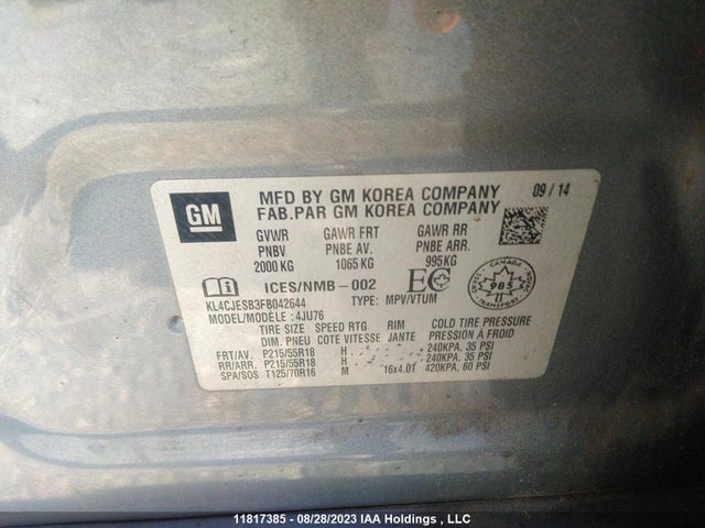 KL4CJESB3FB042644 Buick Encore Convenience