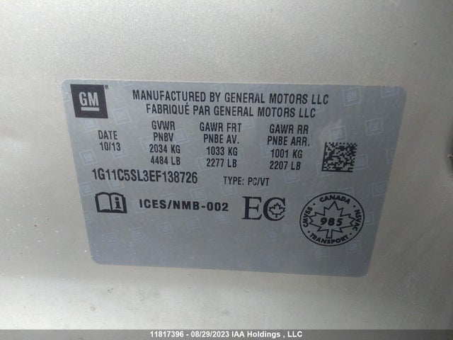 Chevrolet MALIBU LT 2014 1G11C5SL3EF138726 Image 9