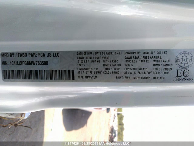 1C4HJXFG8MW763500 Jeep Wrangler Unlimited Rubicon