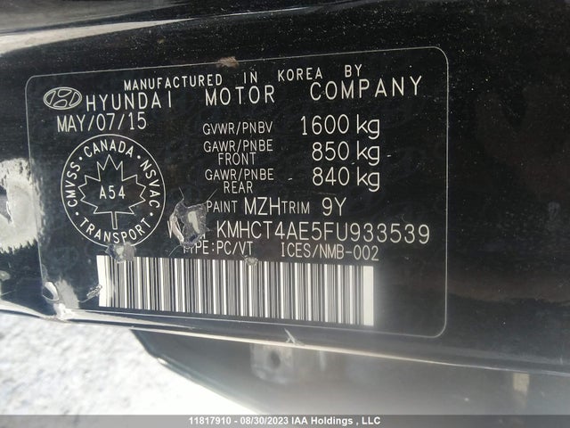 Hyundai ACCENT 2015 KMHCT4AE5FU933539 Image 9