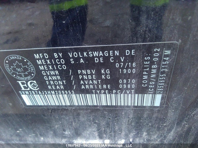 3VW2B7AJ3HM209953 Volkswagen JETTA