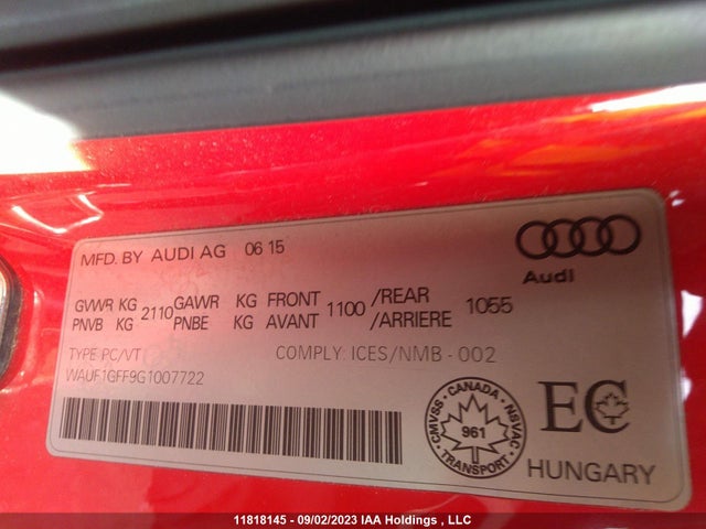WAUF1GFF9G1007722 Audi S3 2.0t Technik