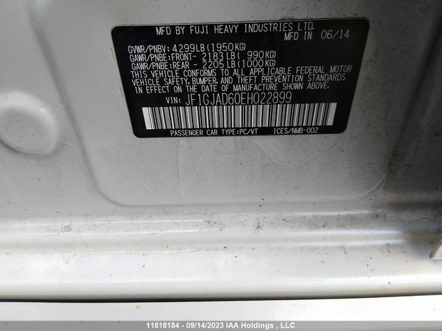 JF1GJAD60EH022899 Subaru Impreza Sedan Premium