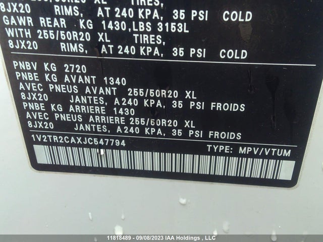 1V2TR2CAXJC547794 Volkswagen ATLAS