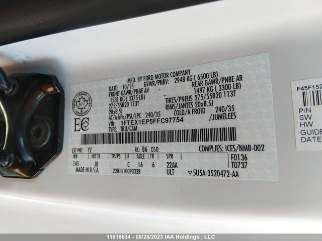 Ford F-150 Lariat/xl/xlt 2015 1FTEX1EP5FFC97754 Image 9
