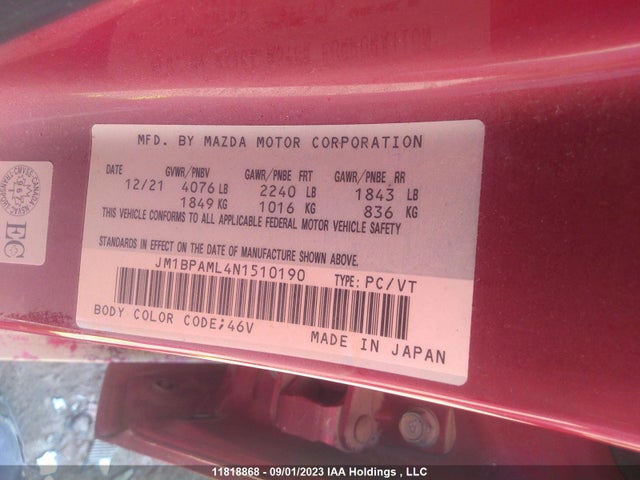 Mazda Mazda3 Sport Gt 2022 JM1BPAML4N1510190 Image 9