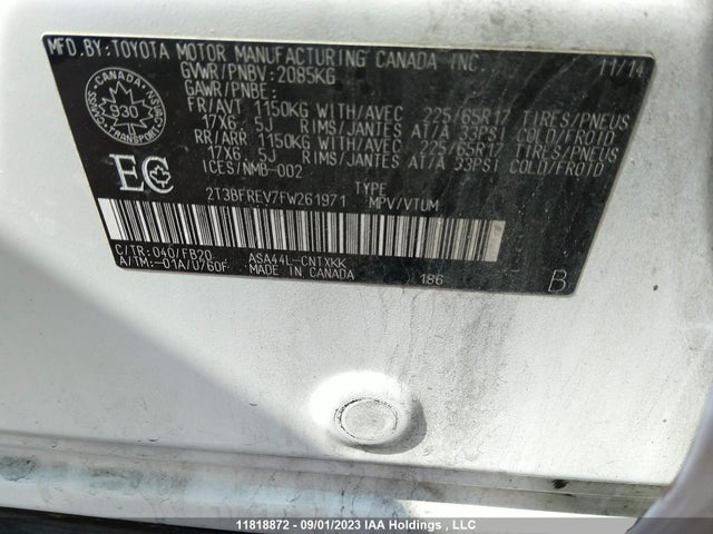 Toyota RAV4 2015 2T3BFREV7FW261971 Image 9