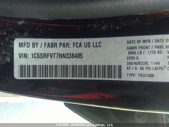 1C6SRFVT7NN338405 RAM 1500 Sport