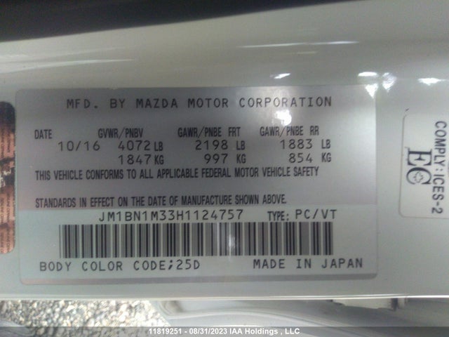 Mazda Mazda3 Gt 2017 JM1BN1M33H1124757 Image 9