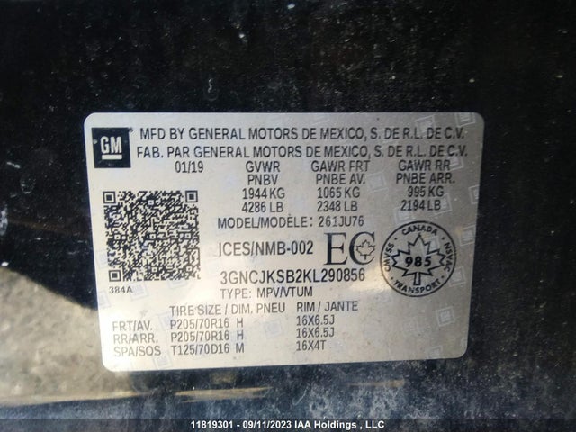 Chevrolet TRAX LS 2019 3GNCJKSB2KL290856 Image 9