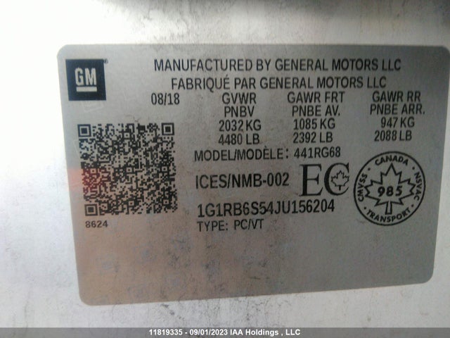 Chevrolet Volt Premier 2018 1G1RB6S54JU156204 Image 9