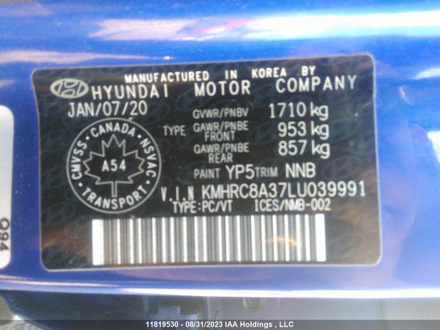Hyundai Venue Ultimate W/black Interior 2020 KMHRC8A37LU039991 Image 9