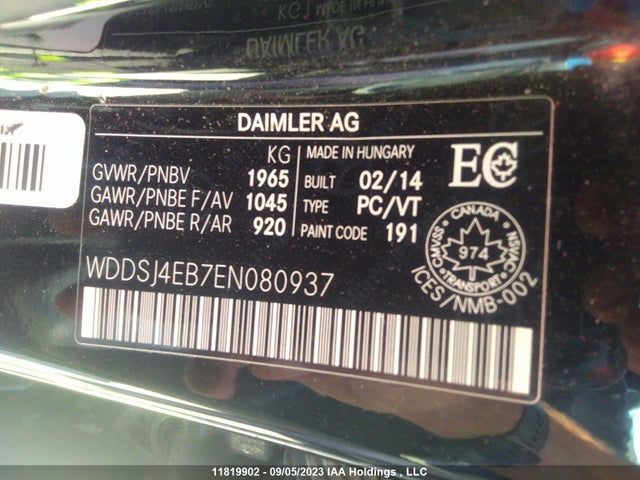 WDDSJ4EB7EN080937 Mercedes-Benz Cla-class Cla 250
