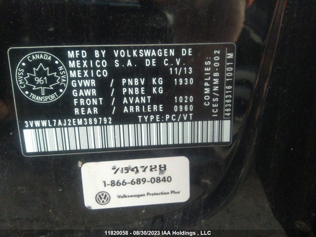 3VWWL7AJ2EM389792 Volkswagen Jetta Sedan Comfortline/highline