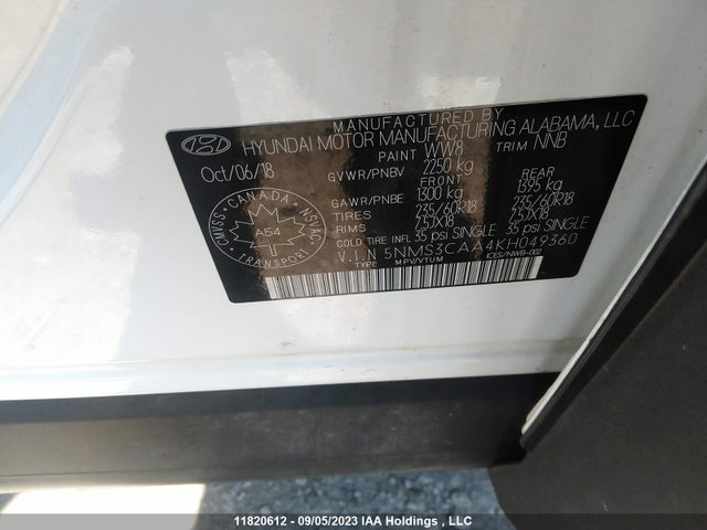 Hyundai Santa Fe Luxury 2019 5NMS3CAA4KH049360 Image 9