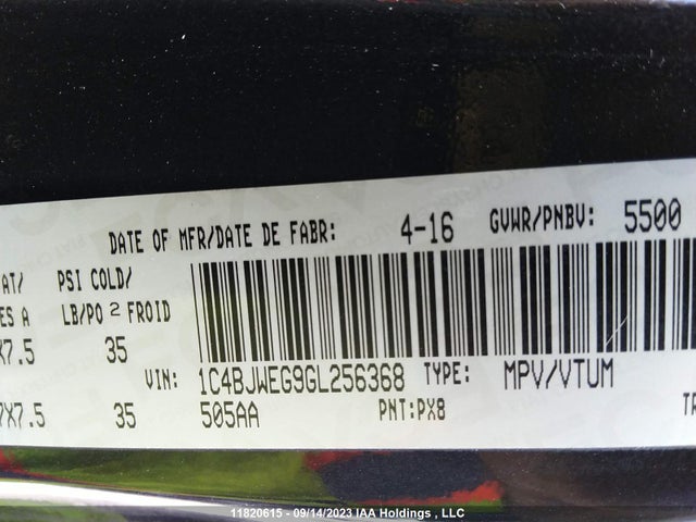 1C4BJWEG9GL256368 Jeep Wrangler