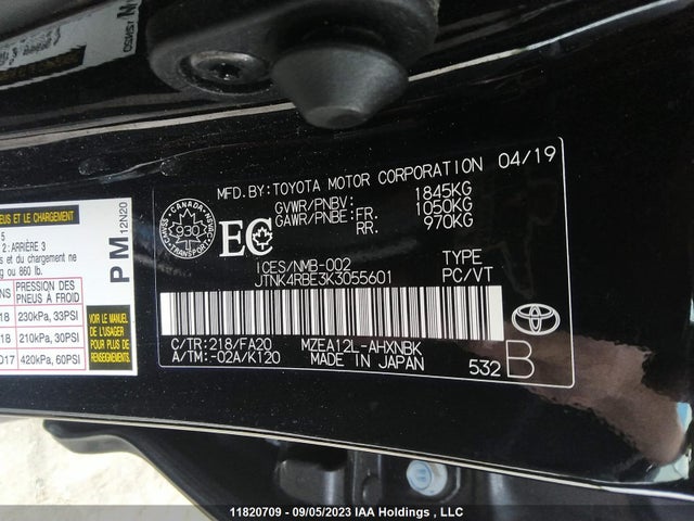 Toyota COROLLA HATCHBACK 2019 JTNK4RBE3K3055601 Image 9