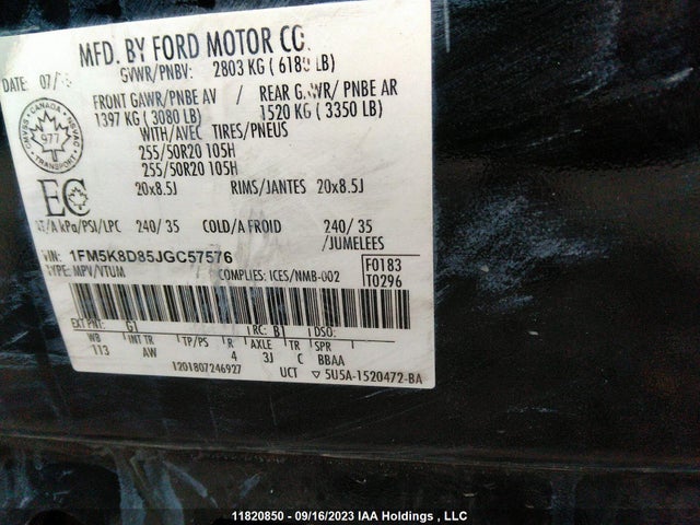 Ford 3.5l ti-vct 2018 1FM5K8D85JGC57576 Image 26