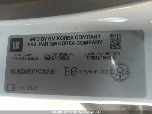 Chevrolet Spark Lt 2015 KL8CD6S97FC707581 Image 9