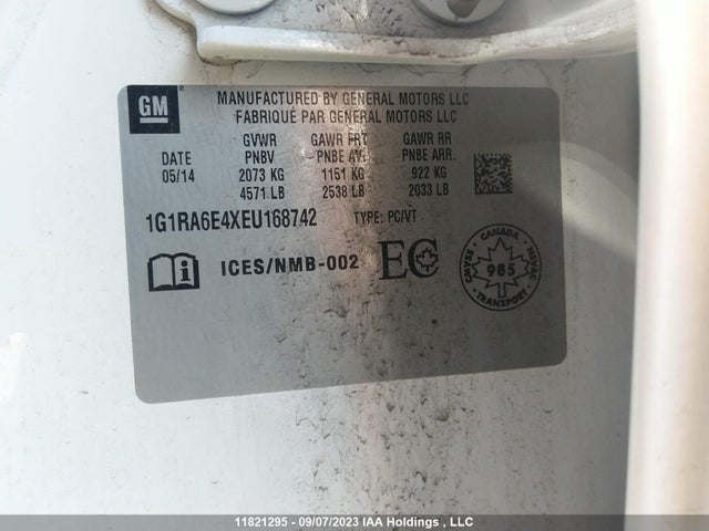Chevrolet Volt 2014 1G1RA6E4XEU168742 Image 9