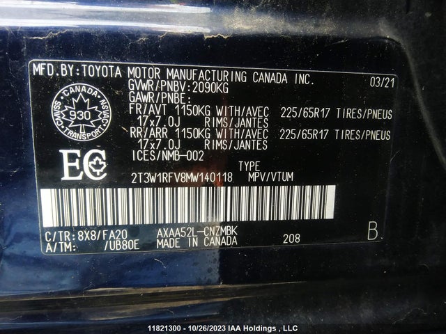Toyota RAV4 2021 2T3W1RFV8MW140118 Image 9