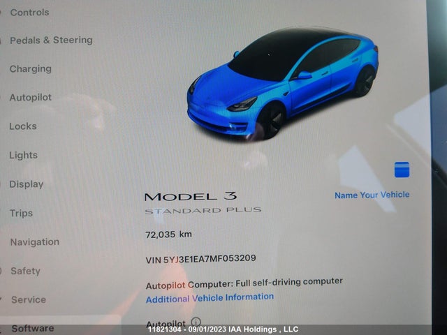 5YJ3E1EA7MF053209 Tesla Model 3 Standard Range