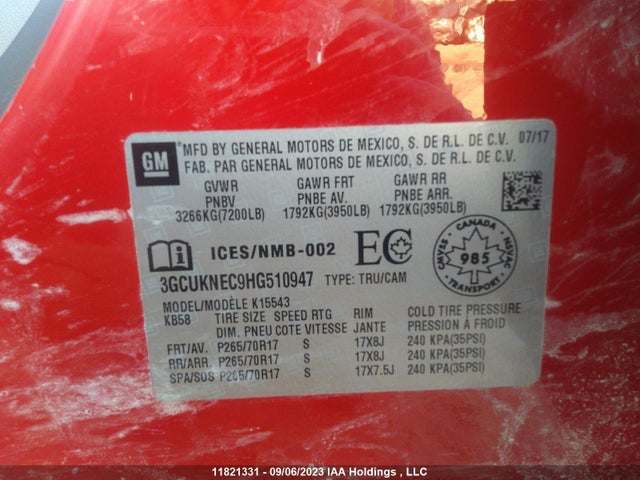 Chevrolet Silverado 1500 Work 2017 3GCUKNEC9HG510947 Image 9