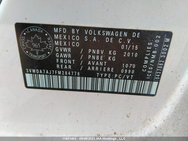 3VWDA7AJ7FM284776 Volkswagen Jetta Sedan Comfortline