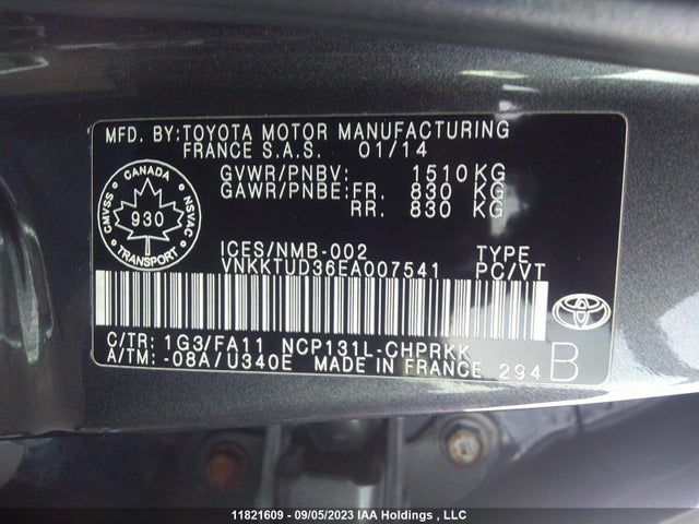 Toyota Yaris Ce/le/se 2014 VNKKTUD36EA007541 Image 9