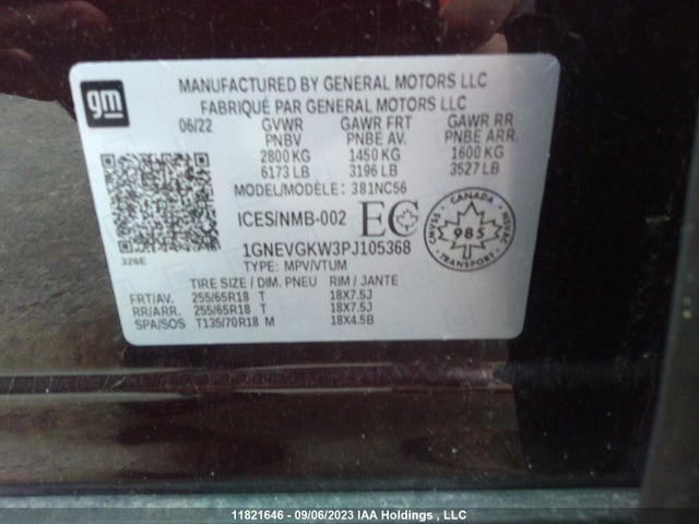 Chevrolet Traverse Lt 2023 1GNEVGKW3PJ105368 Image 9