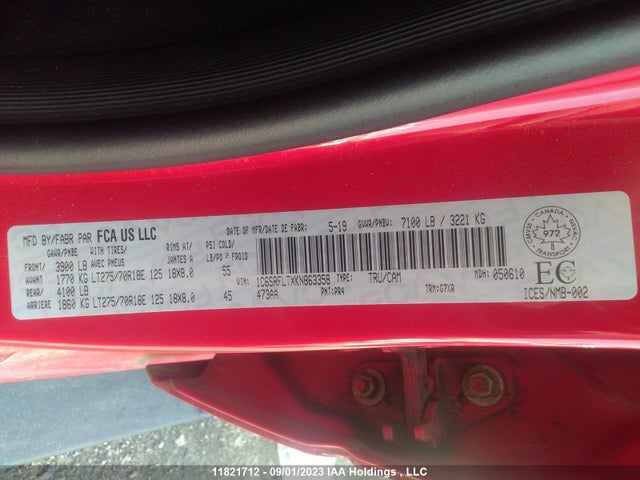 1C6SRFLTXKN863358 RAM 1500 Rebel