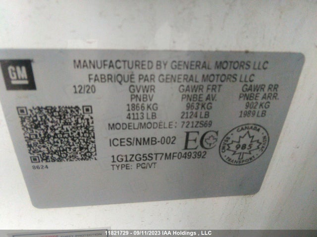Chevrolet MALIBU RS 2021 1G1ZG5ST7MF049392 Image 9
