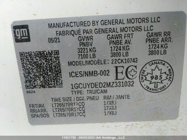 Chevrolet Silverado 1500 Lt 2021 1GCUYDED2MZ331032 Image 9