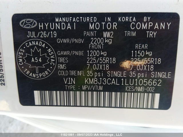 Hyundai Tucson Luxury 2020 KM8J3CAL1LU105662 Image 9