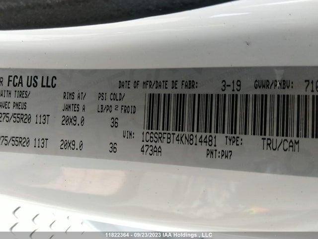 1C6SRFBT4KN814481 RAM 1500 Big Horn
