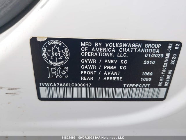 Volkswagen Passat Execline 2020 1VWCA7A39LC008917 Image 9